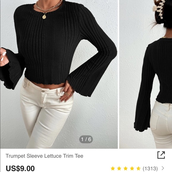 SHEIN~~ trumpet sleeve lettuce trim tee - Picture 2 of 2